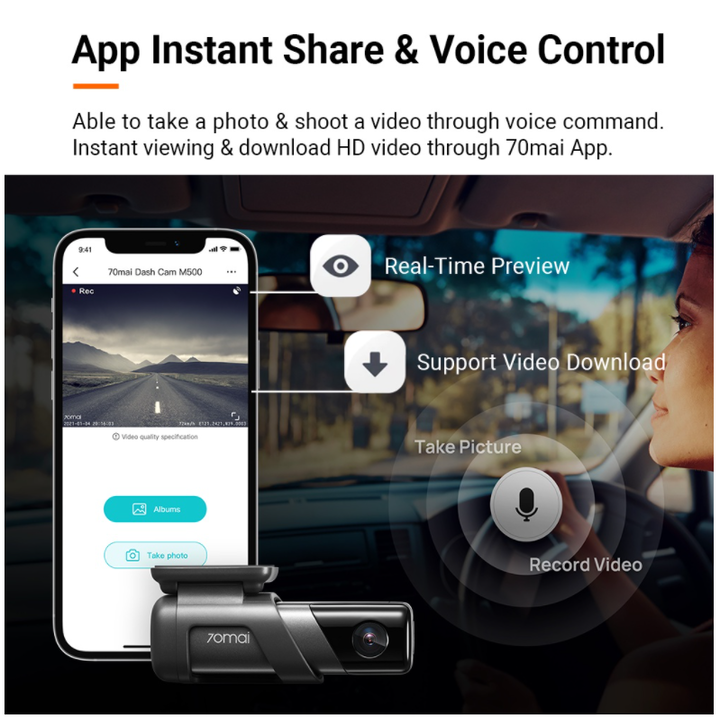 Camera hành trình ô tô Xiaomi 70mai M500 kết nối Wifi - Hàng Nhập Khẩu