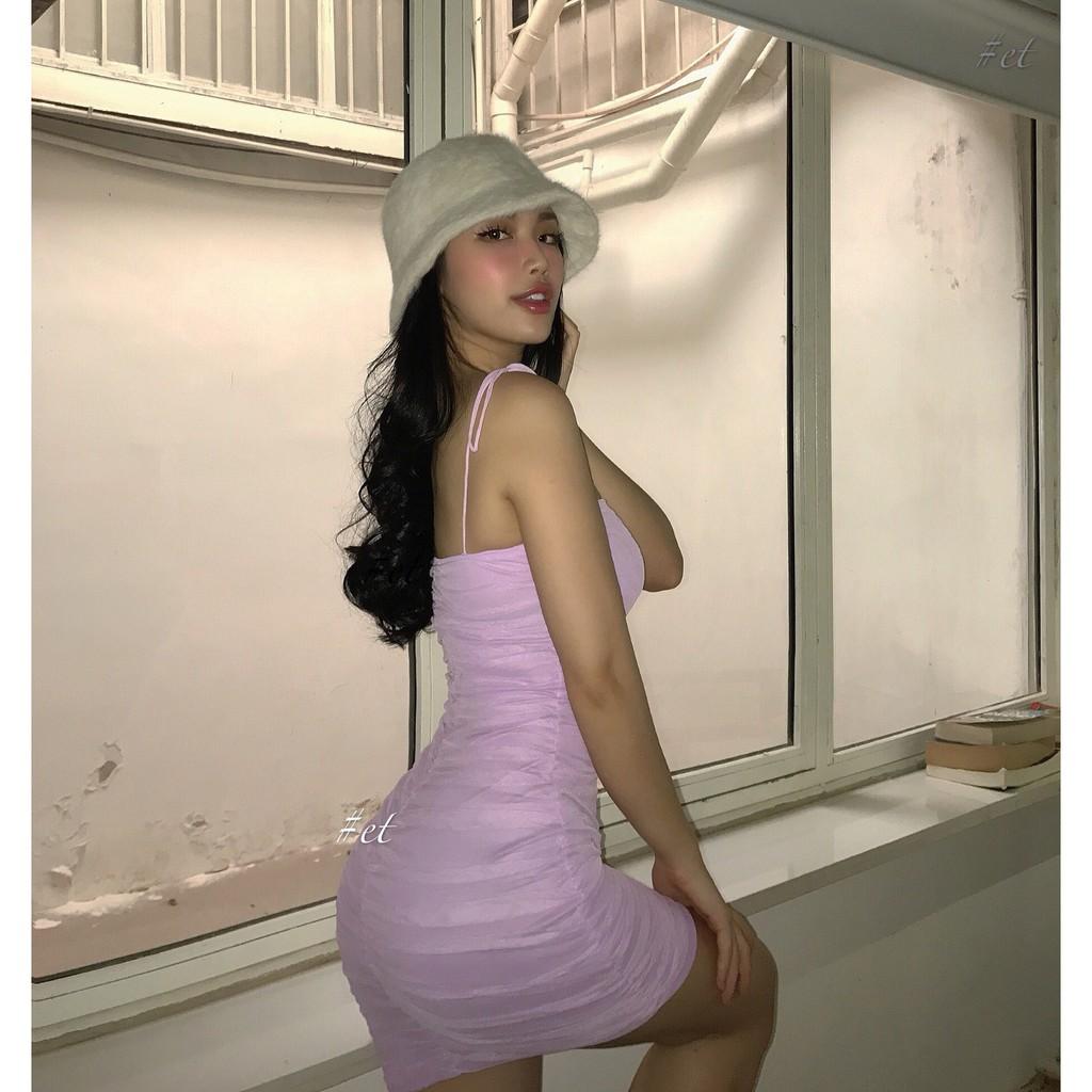 Đầm Body 2 Dây Nhún Xếp Ly - TD160380