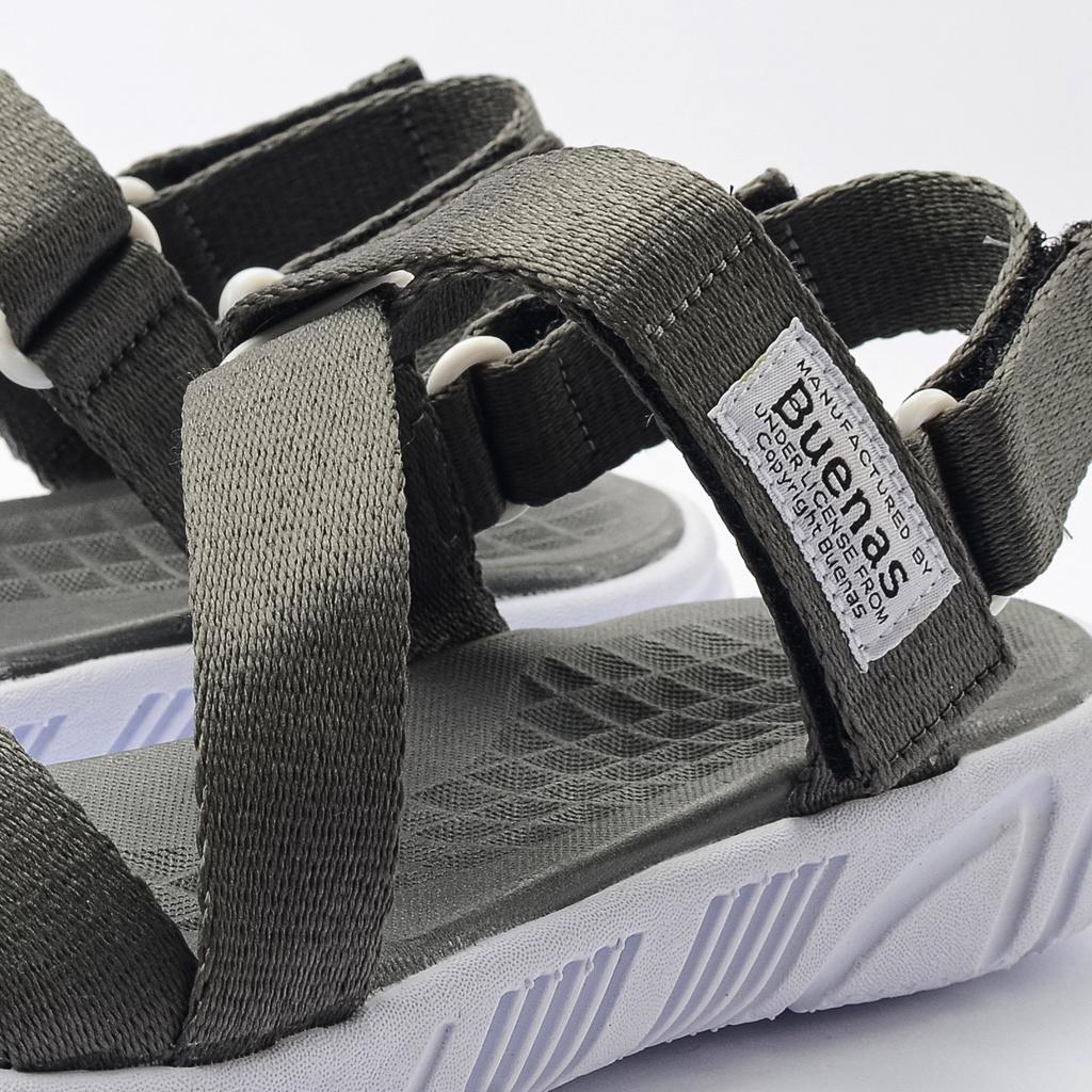 Giày sandal nam nữ unisex đi học quai ngang Buenas Sport S6 Tro đế cao 3 phân