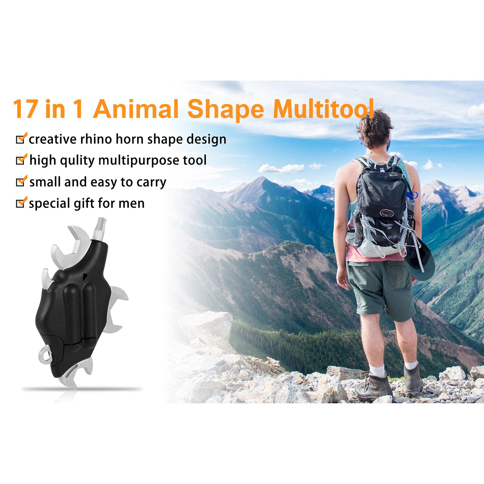 Portable Animal Shape Multi-purpose Combination Tools Keychain Multi-tools 6-in-1 Multifunctional Wrench & Drill Bit Kit Screwdriver Bits & Inner Hexagon Wrench Bottle Opener Portable for Outdoor Camping Hiking