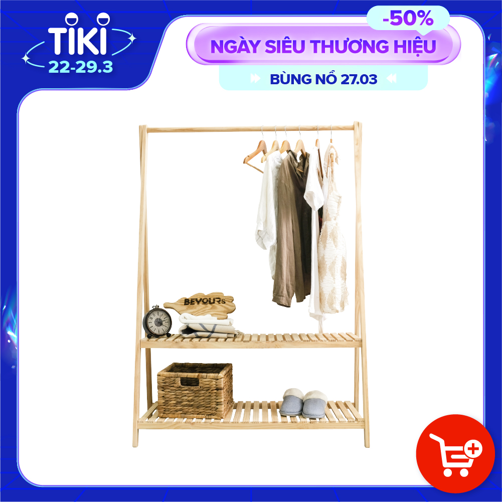 Giá Treo Quần Áo Gỗ BEYOURs - Kệ Gỗ Cây Sào Treo Quần Áo A Hanger 2FL Lắp Ráp Dễ Dàng - Nội Thất Phòng Ngủ - Gỗ Tự Nhiên