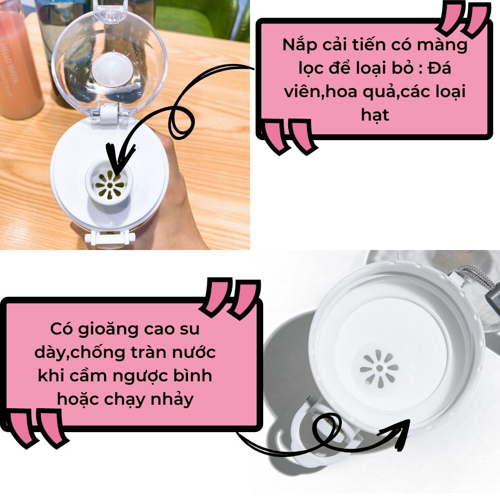 Bình Đựng Nước Cute Nhỏ Gọn Tiện Lợi Phong Cách Thể Thao Năng Động, Bình Nước Cho Bé Dễ Thương 780ml Hello Water