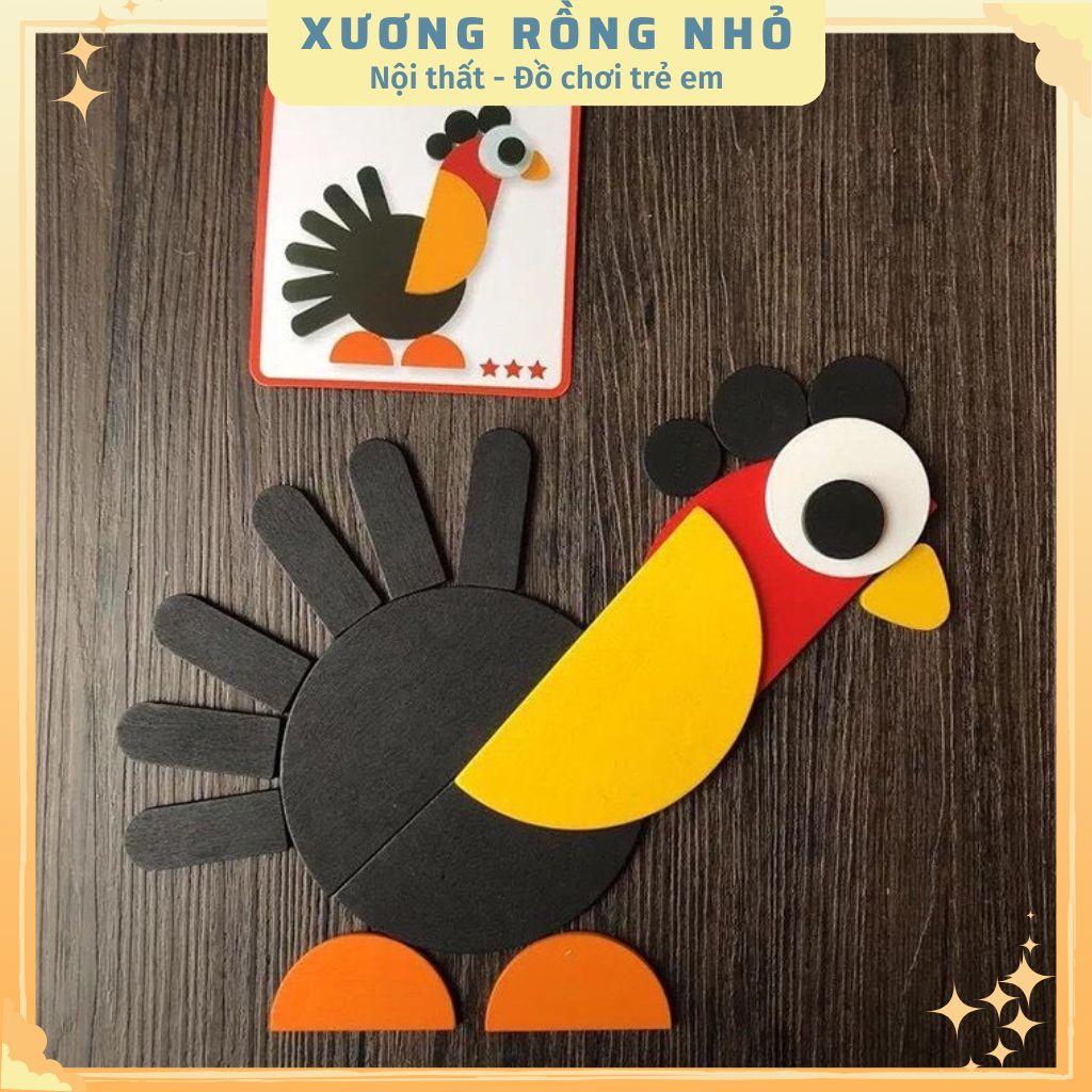 Giáo cụ gỗ - Đồ chơi gỗ ghép hình con vật phát triển tư duy cho bé