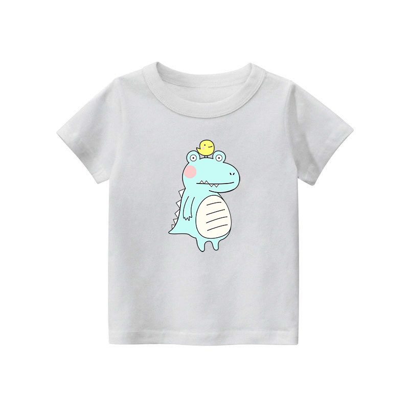 Áo thun bé gái bé trai mẫu cá sấu cute chất vải cotton cổ tròn tay ngắn - Áo phông cho bé Gokis shop QS06