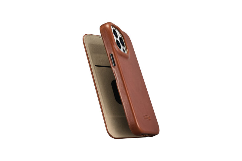 Bao da iCarer hỗ trợ sạc không dây dành cho iPhone 14 Pro (6.1 inch) iCarer Curved Edge Real Leather – Hàng chính hãng