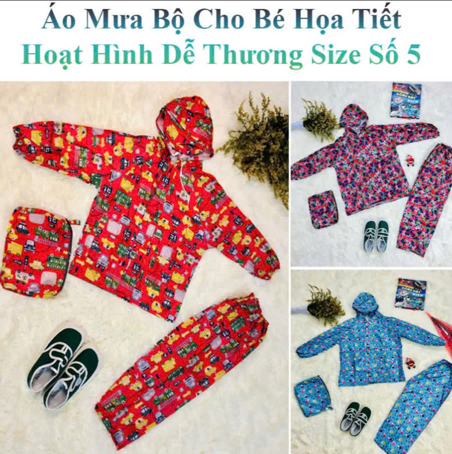 Áo Mưa Bộ Cho Bé Họa Tiết Hoạt Hình Dễ Thương Size Số 5 ( 11- 13 Tuổi )