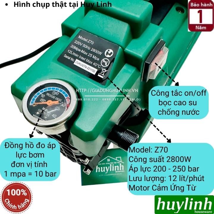 Máy xịt rửa xe Zukui Z70 - Công suất 2800W - Model 2023 - Tự hút nước - Tự ngắt - Motor cảm ứng từ
