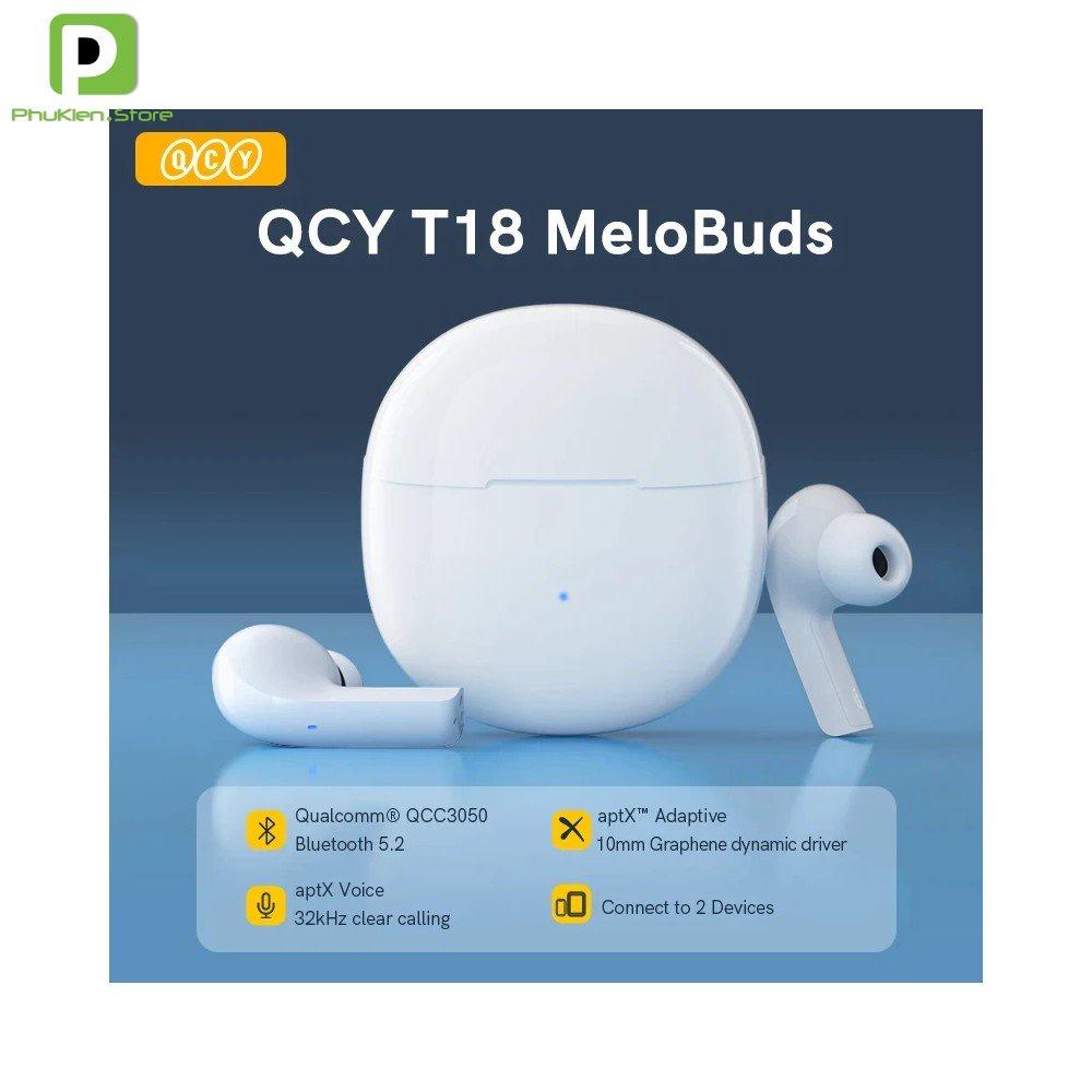 Tai Nghe Không Dây QCY T18 Bluetooth V5.2 Game Mode - Kết nối 2 thiết bị (Multipoint connection) - QCC3050 AptX Voice 32 - Hàng nhập khẩu