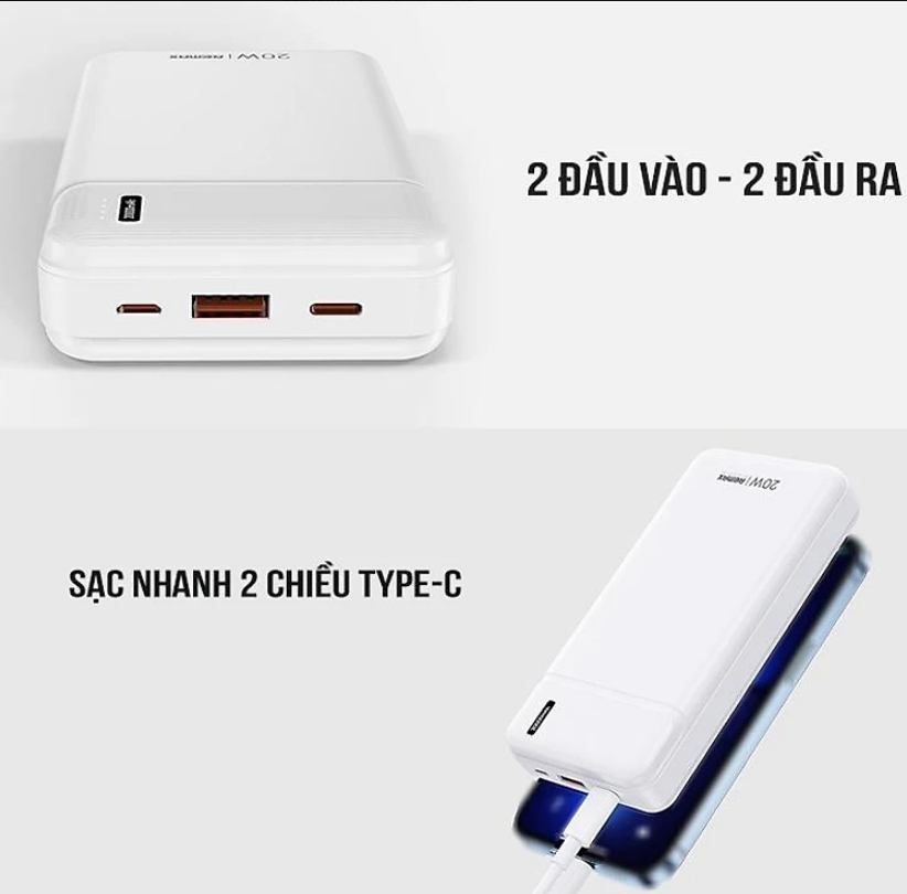 Pin dự phòng sạc nhanh Remax RPP-288 dung lượng 20000mAh - Hỗ trợ QC và PD 20W - Hàng nhập khẩu