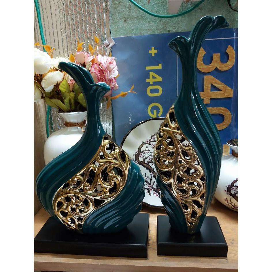 Bộ Bình Gốm Sứ Cao Cấp Trang Trí Phòng Khách