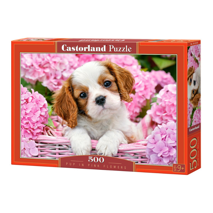Xếp hình puzzle Pup in Pink Flowers 500 mảnh CASTORLAND B0052233