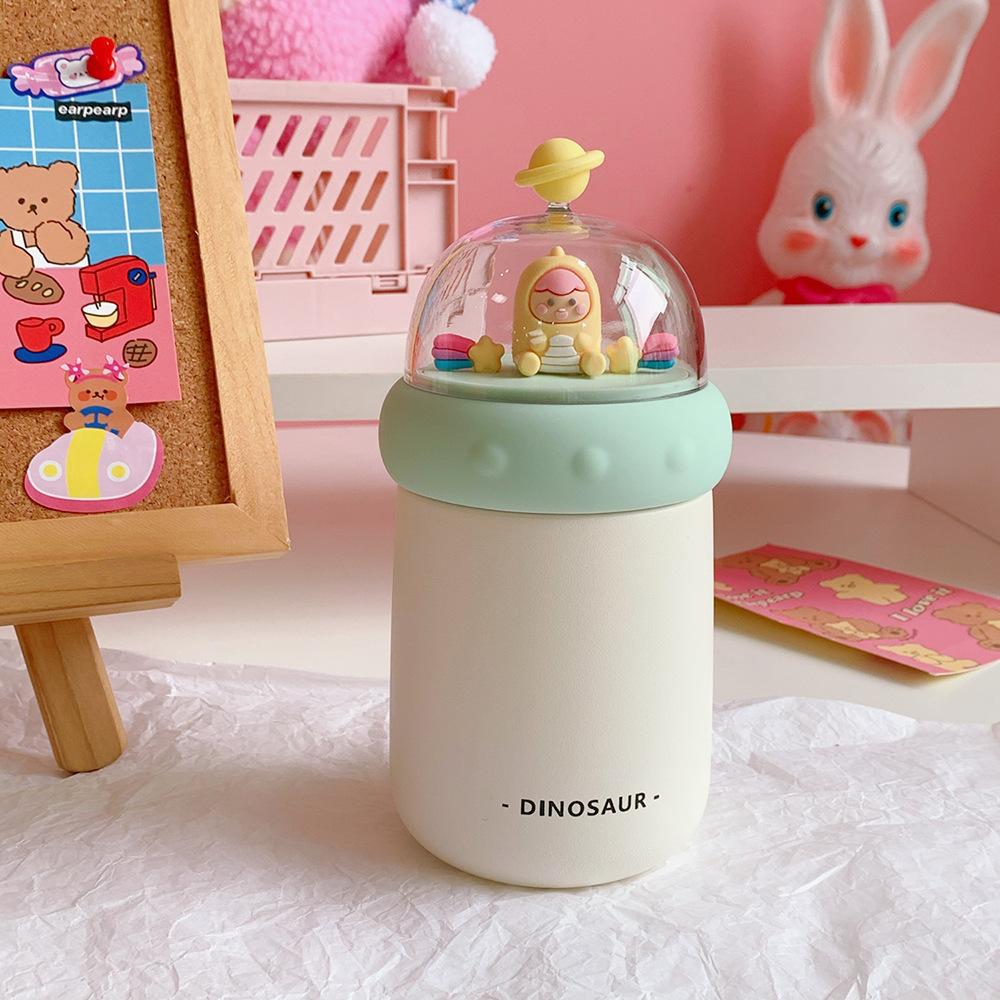 Ins Hoạt Hình Dễ Thương Kawaii Bình Giữ Nhiệt Thép Không Gỉ 304 Gấu Khủng Long Kid Sinh Viên Cách Nhiệt Tumbler 350Ml Chân Không Bình