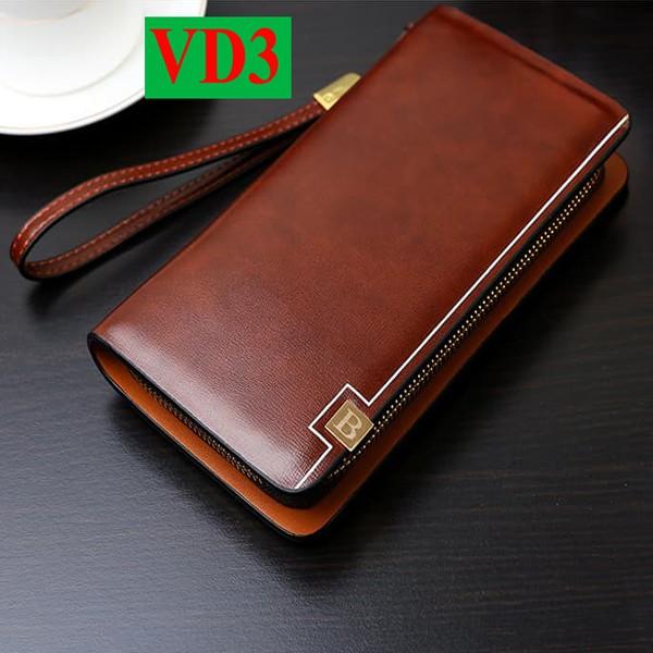 Ví Da Nam Cầm Tay Nam Nữ - Nâu Bò