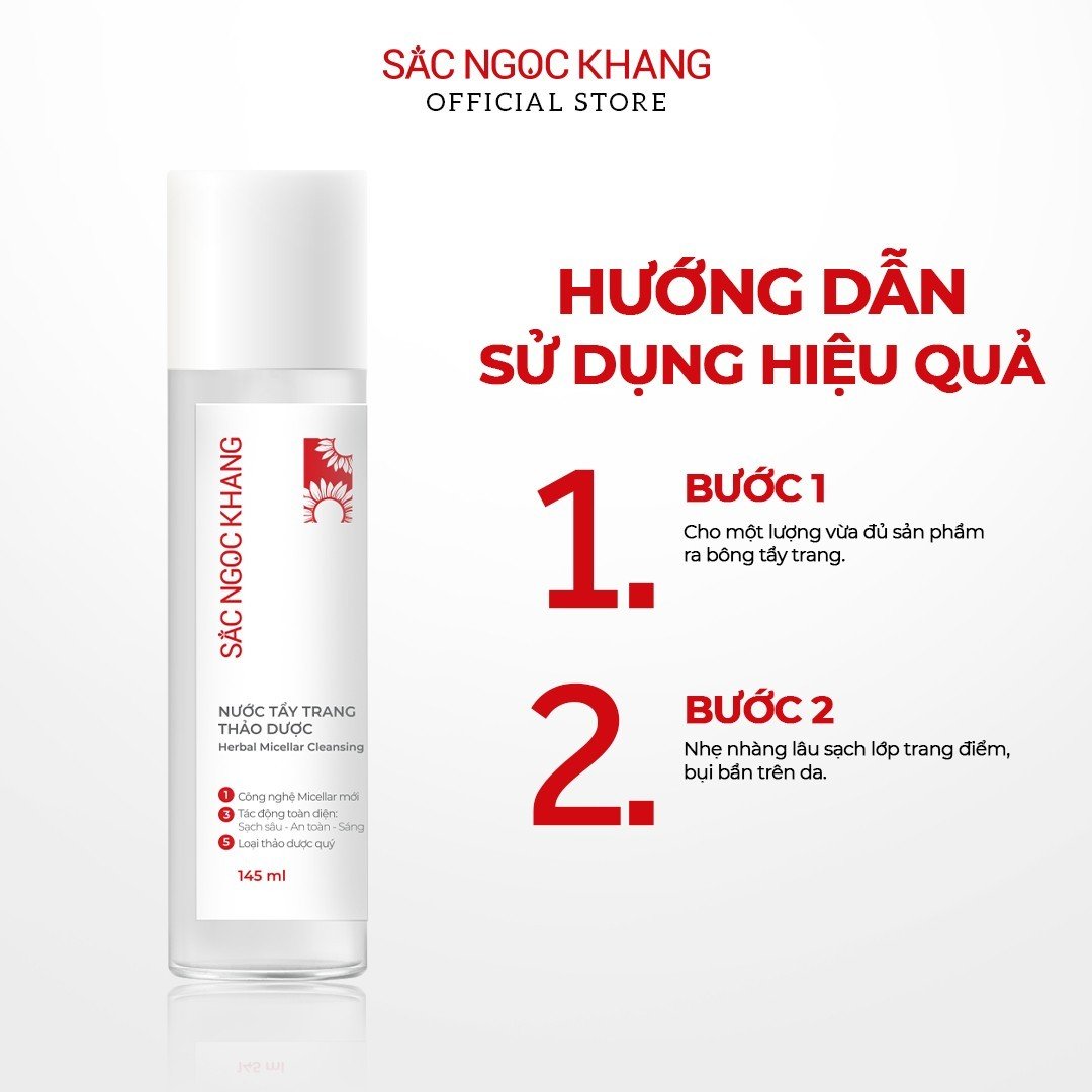 Nước tẩy trang Sắc ngọc Khang 145ml  + Sữa rửa mặt Sắc Ngọc Khang 50g  + Nước hoa hồng Sắc Ngọc Khang 145ml  + Kem dưỡng da ban đêm Sắc Ngọc Khang 10g  + Kem chống nắng Sắc Ngọc Khang 50g  - Viên uống dưỡng da bên trong cao cấp Sắc Ngọc Khang ++ 60 viên
