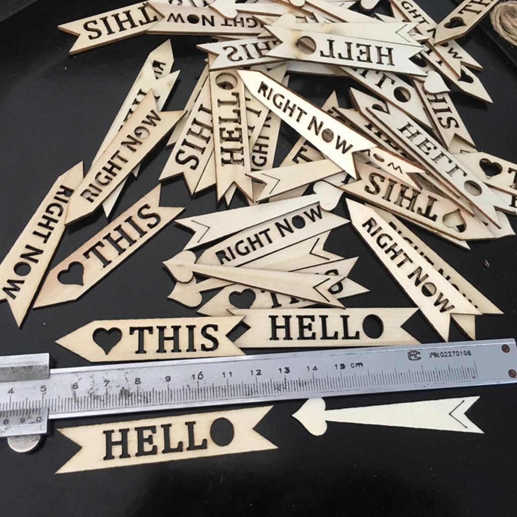 50 Pieces Assorted Wooden Arrow Sign Shapes Cutouts Craft Embellishment Gift Tag Wood Ornament for Wedding Christmas Home DIY
