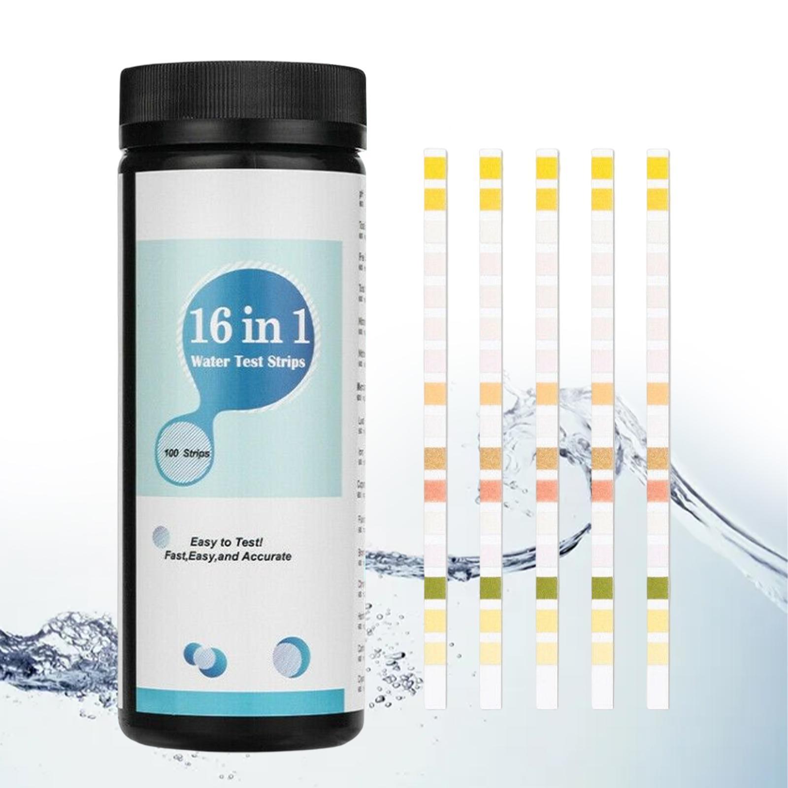 100x Water Test Strips 16 in 1 Multifunctional for Aquarium Swimming Pool