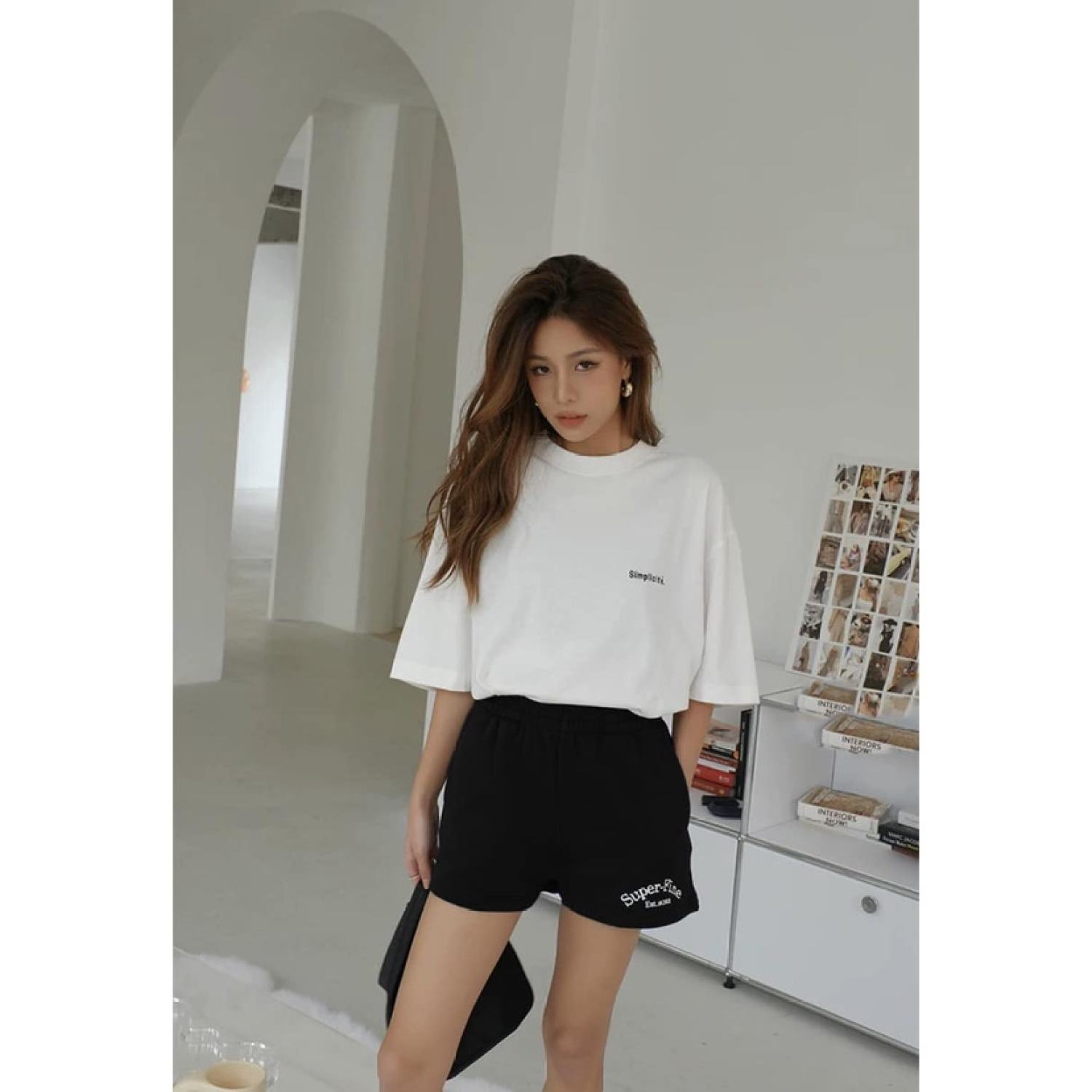 Bộ Quần Áo Thun Nam Nữ Thiết Kế SIMPLE Chất Liệu Cottom Cao Cấp Form Rộng Tay Lỡ Phong Cách Trẻ Trung Năng Động Cá Tính Unisex