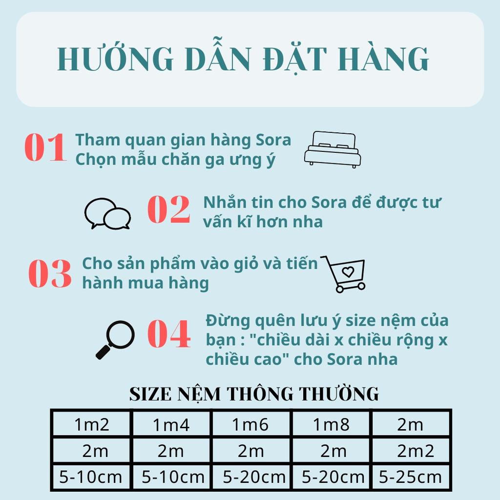 Bộ Chăn Ga Gối Cotton Living Hoa Nhí Cam