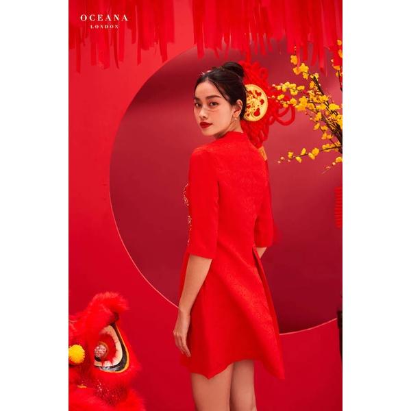 Oceana London - Váy gấm đỏ