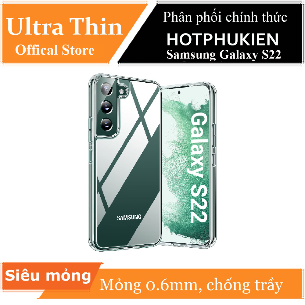 Ốp lưng silicon dẻo mỏng 0.6mm cho Samsung Galaxy S22 hiệu Ultra Thin độ trong tuyệt đối- Hàng nhập khẩu