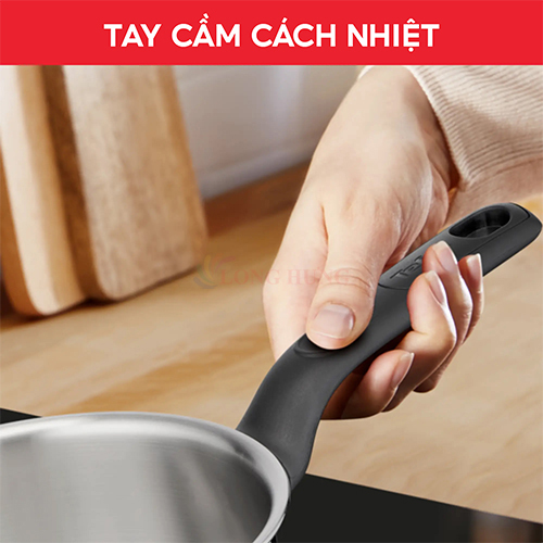 Nồi cán dài/quánh Inox liền khối có nắp Tefal Starter 16cm E3252295/18cm E3252395 - Hàng chính hãng