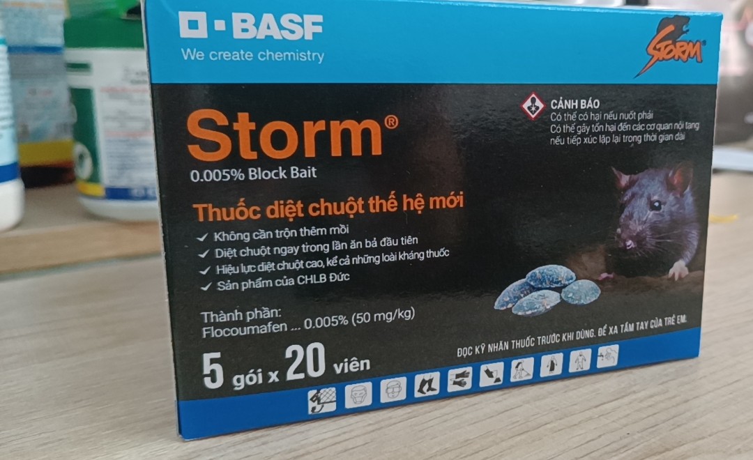 Thuốc diệt chuột thế hệ mới STORM 0.0005% (Bao bì mới) ( 5 gói x 20 viên)