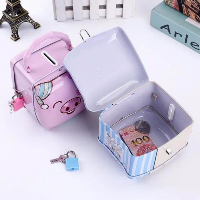 Hộp tiết kiệm hình lợn có chìa khoá cho bé