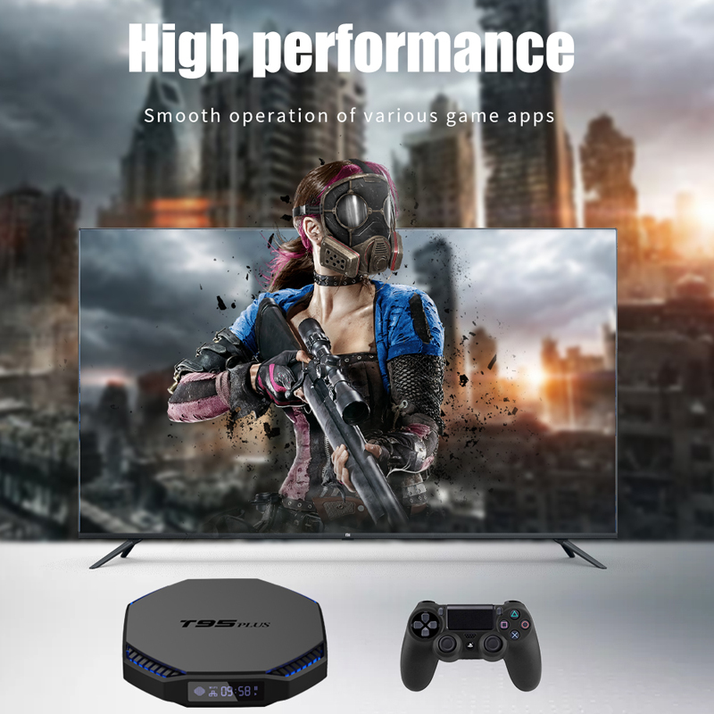 Android tv box Ram 4GB bộ nhớ 32GB Wifi kép Bluetooth 5.0 hệ điều hành android 11.0 mới nhất độ phân giải 8K sắc nét T95PLUS