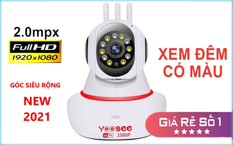 CAMERA IP WIFI YOOSEE HD1080 - 20.Mps - BAN ĐÊM CÓ MÀU - XOAY 360 ĐỘ - THEO DÕI ĐỐI TƯỢNG - HÀNG CHÍNH HÃNG