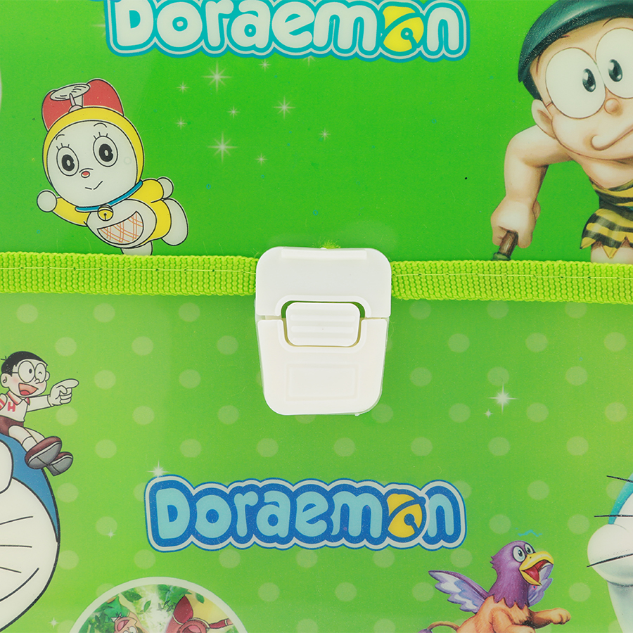 Combo Cặp Học Sinh 2 Ngăn Và Thước Nhựa - Hình Doraemon - Xanh Lá (Mẫu Ngẫu Nhiên)