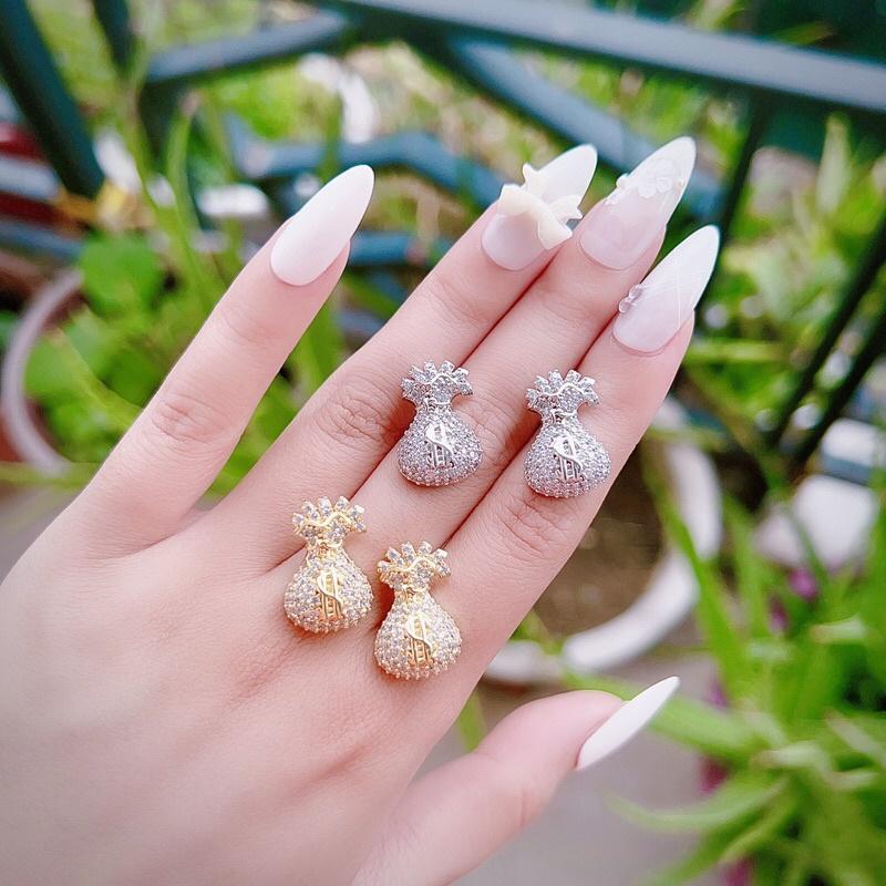 Dây chuyền bông tai hoạ tiết túi tiền tài lộc Kami