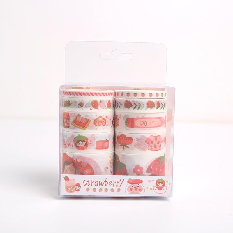 Bộ dăng dán Washi tape 10 cuộn cỡ khác nhau phong cách