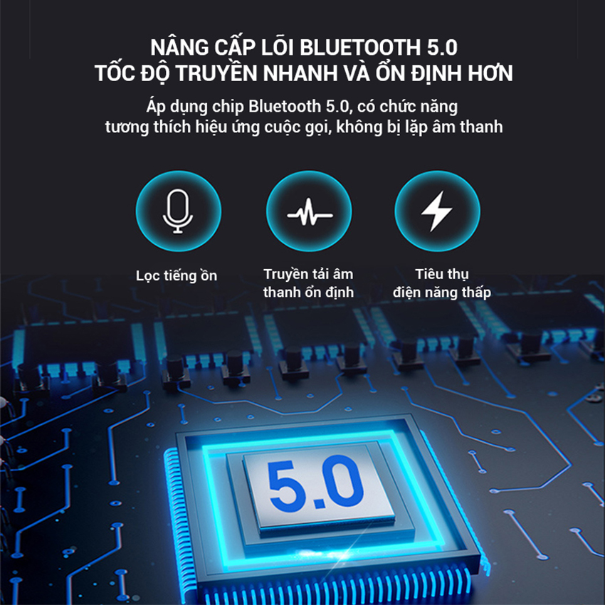 Tai nghe Bluetooth 5.0 nhét tai không dây mini gaming pin trâu trời trang- Đèn LED hiển thị dung lượng pin - Hàng chính hãng TNBT01