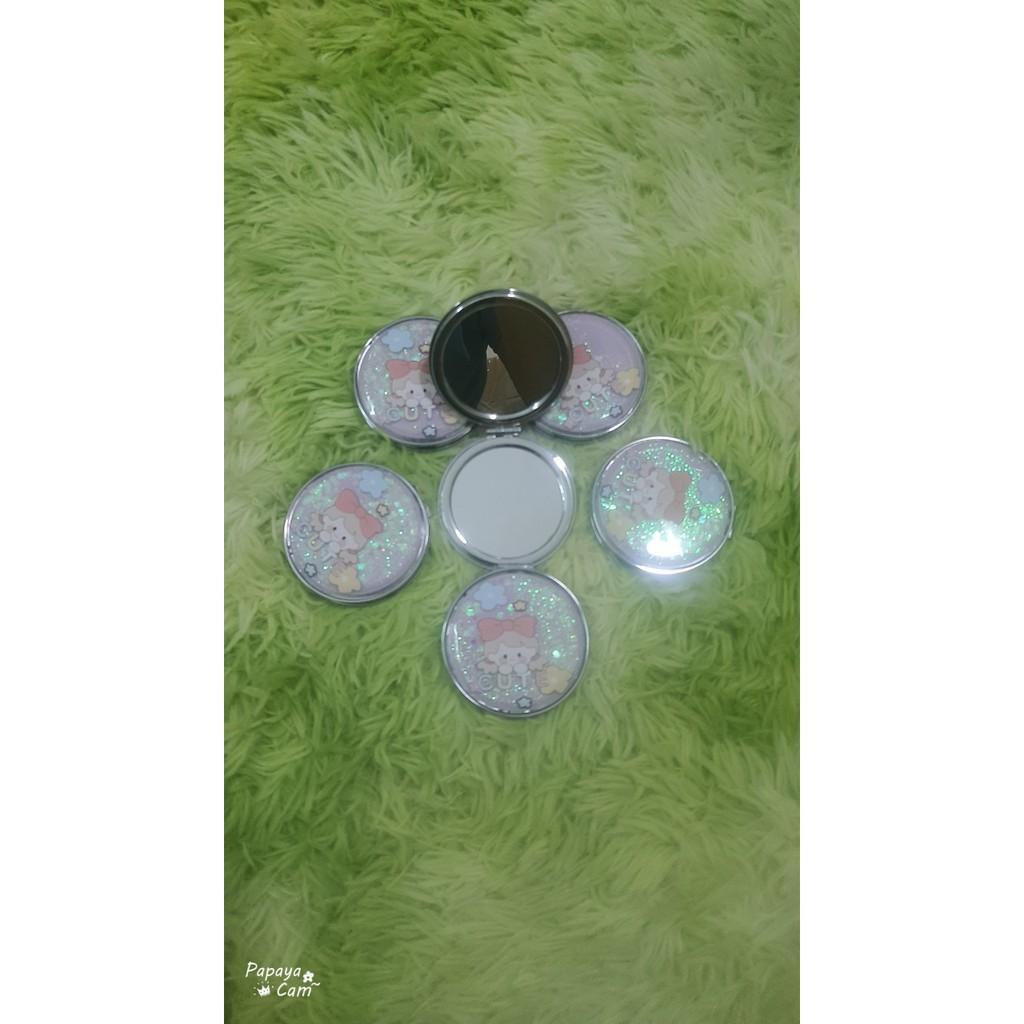 Gương Mini Tròn Gấp Gọn 2 Mặt Rắc Kim Tuyến