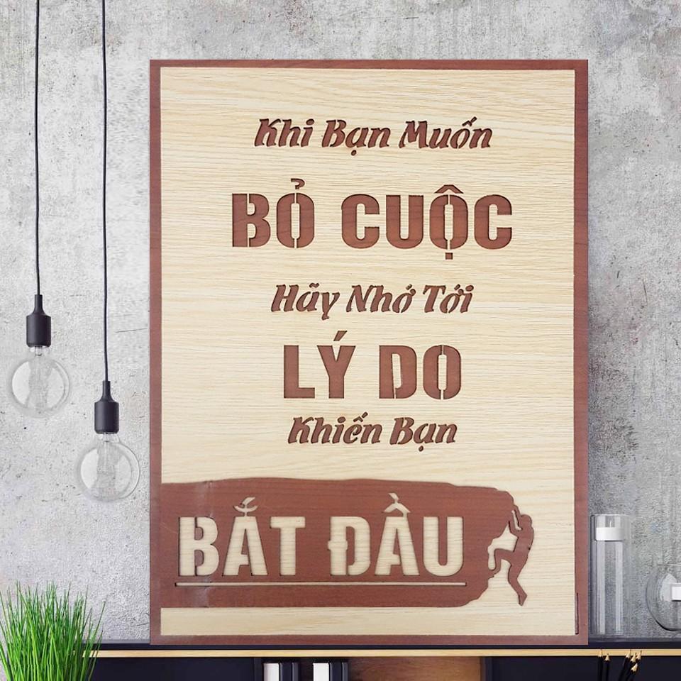 Tranh treo tường, trang tạo động lực, tranh trang trí, tranh gỗ câu slogan LP0401