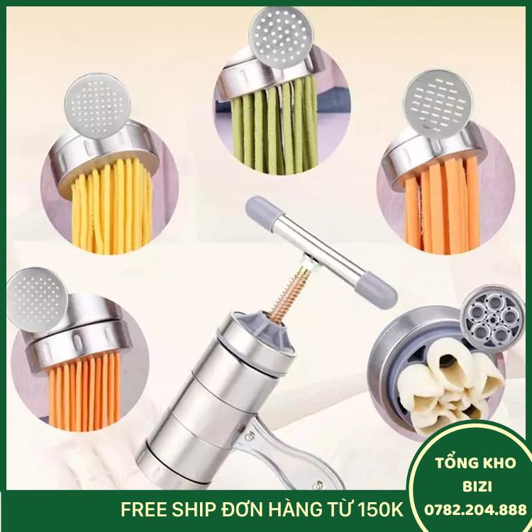 Máy Làm Bún Tươi, Mì, Bánh Canh Tại Nhà 5 Đầu Inox Tiện Dụng Tặng Kèm Dụng Cụ Đánh Trứng - Free Ship Toàn Quốc
