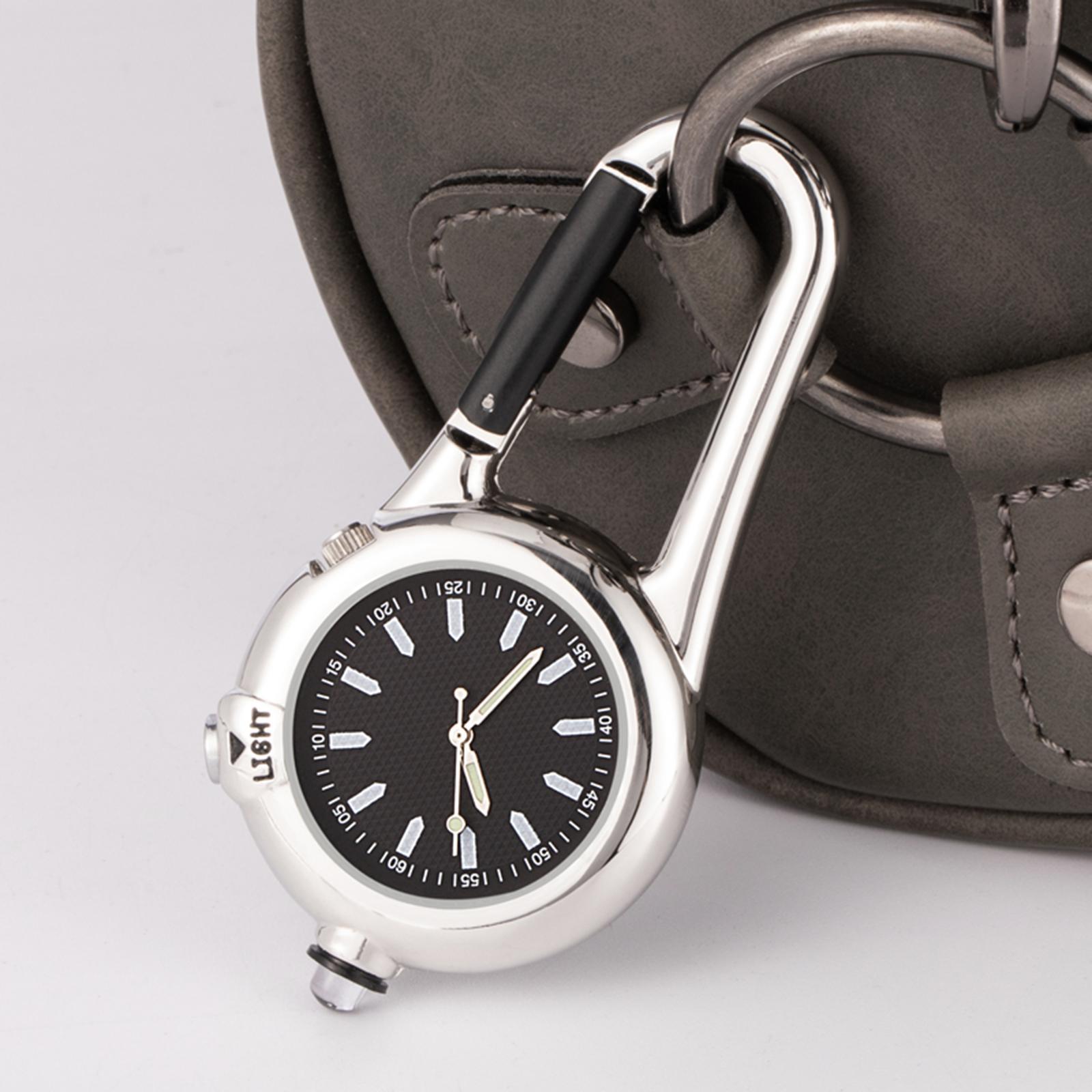 Portable Carabiner Pocket Watch Men Women Watch Luminous with Light Climbing Watch for Outdoor Activities Camping Home Hiking Gear