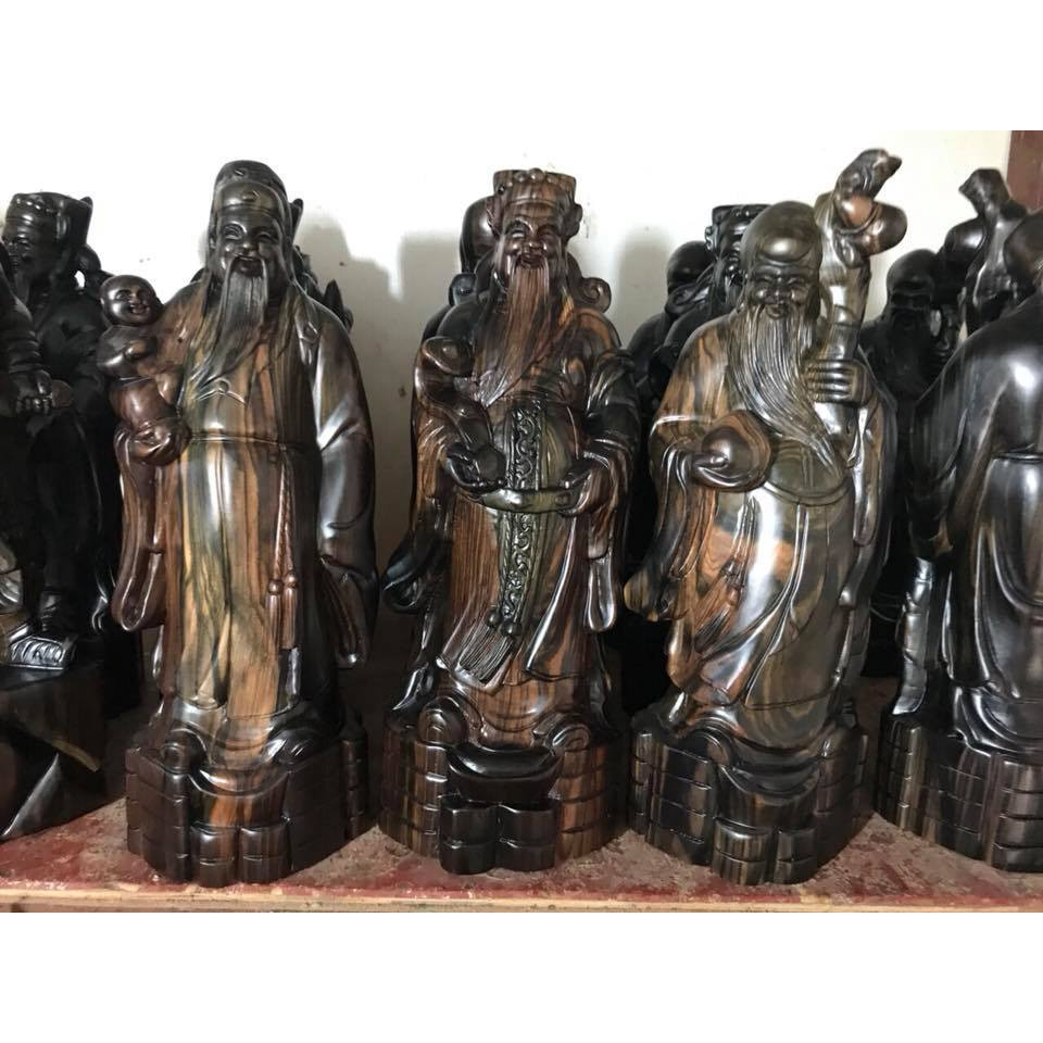 Bộ ba phước lộc thọ rời, gỗ mun, cao 40cm.Theo phong thủy bộ ba phước lộc thọ đem lại tài lộc, phúc đức, trường thọ cho gia chủ