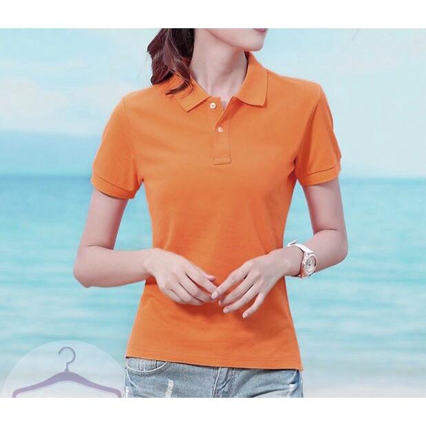 Áo Thun Có Cổ Cá Sấu Cao Cấp 4 Chiều Form Xuông Nữ - Nam Màu Cam