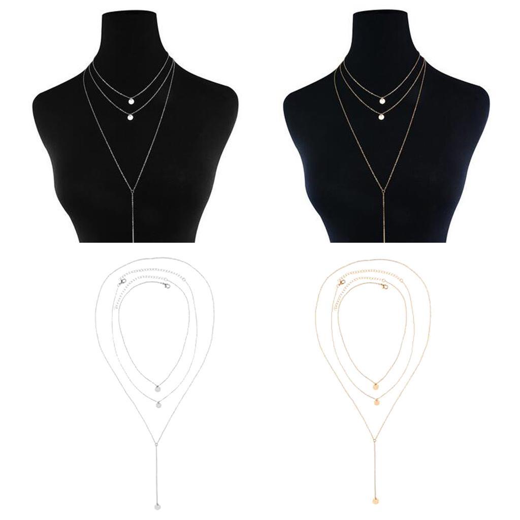 Sequin Pendant Mini Disc Choker Chain Layers Clavicle Necklace