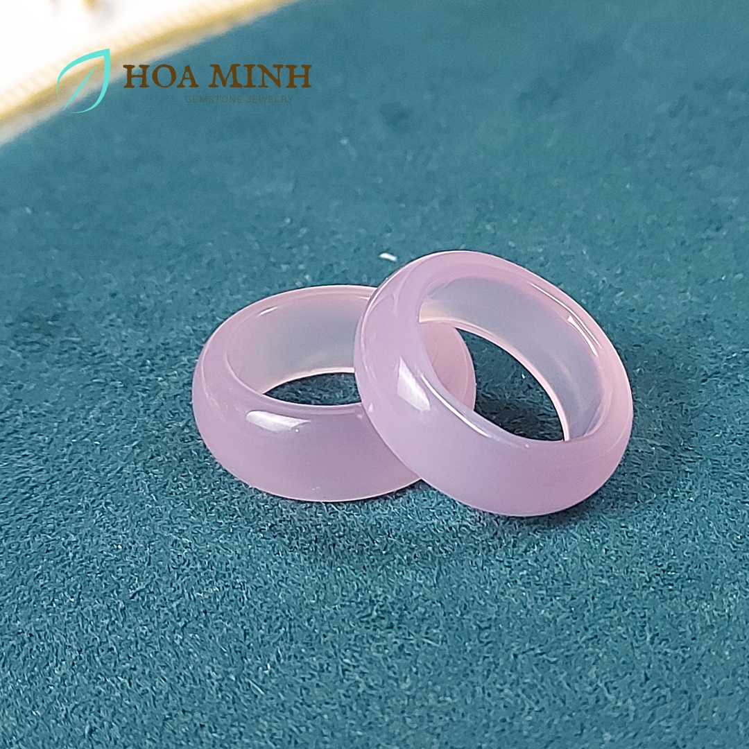 Nhẫn đá Mã Não hồng phớt dày nhẫn 8.8 li size lớn đường kính 19mm