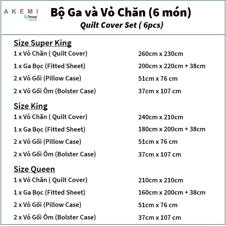 Bộ Ga kèm Vỏ Chăn Akemi Tencel Virtuous Empat, gồm 6 món (King / Queen)