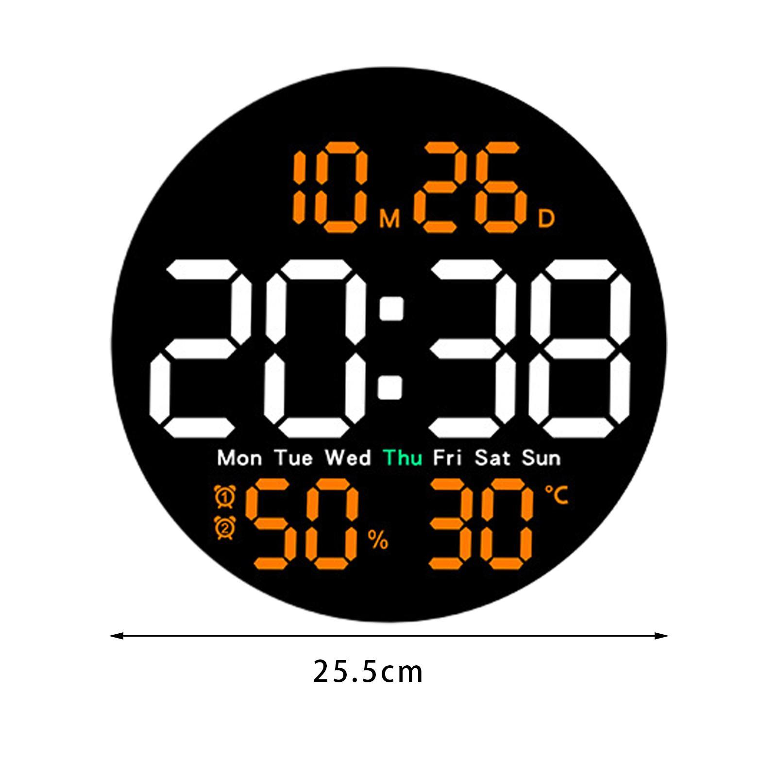Digital Wall Clock Alarm Clock Hanging Adults Temperature/humidity Digital Clock Electronic Clock for Home Bedroom Study Room