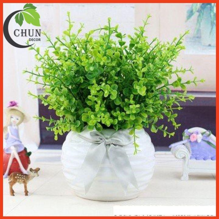 Chậu Cây Rau Má, Chậu Mạ Non Nhân Tạo Để Bàn, Kệ Tủ Trang Trí Nhà Cửa, Cửa Hàng, Văn Phòng, Lớp Học