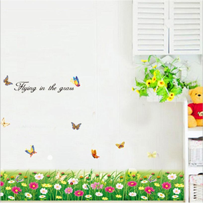 Decal trang trí chân tường - Cỏ lá bảng lớn nhí mẫu mới