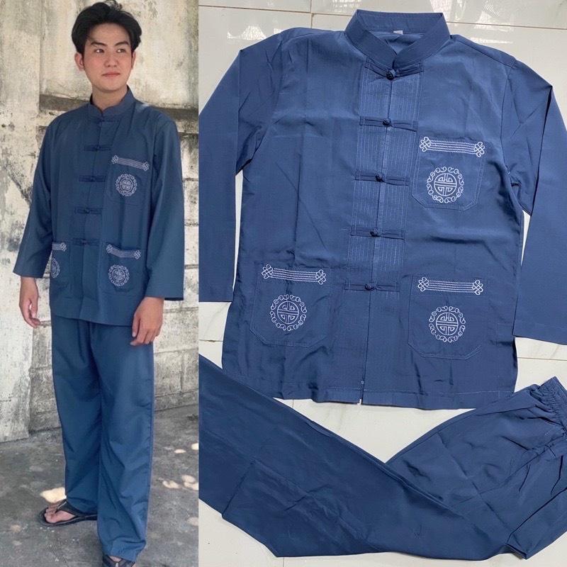 ĐỒ LAM ĐI CHÙA  Lãnh Tụ Thêu Túi Tay Dài