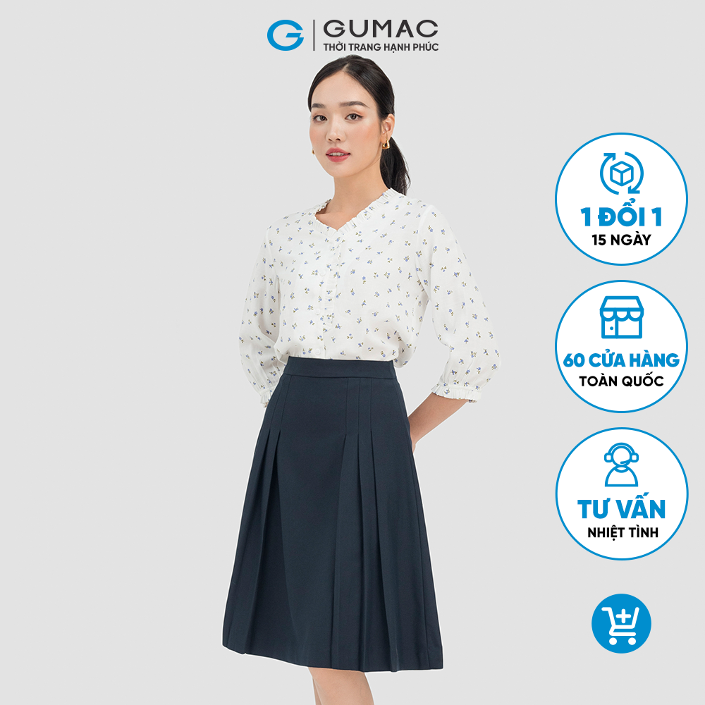 Chân váy nữa GUMAC VC07054 , Chân váy dáng xòe dáng A xếp ly xinh xắn