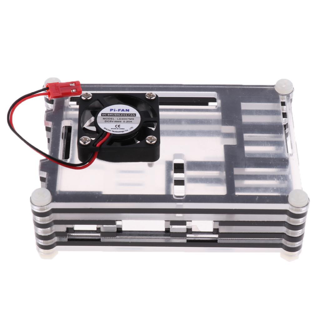 Clear Acrylic Case + Cooling Fan and Heatsinks for Raspberry Pi2 Pi3 Model B