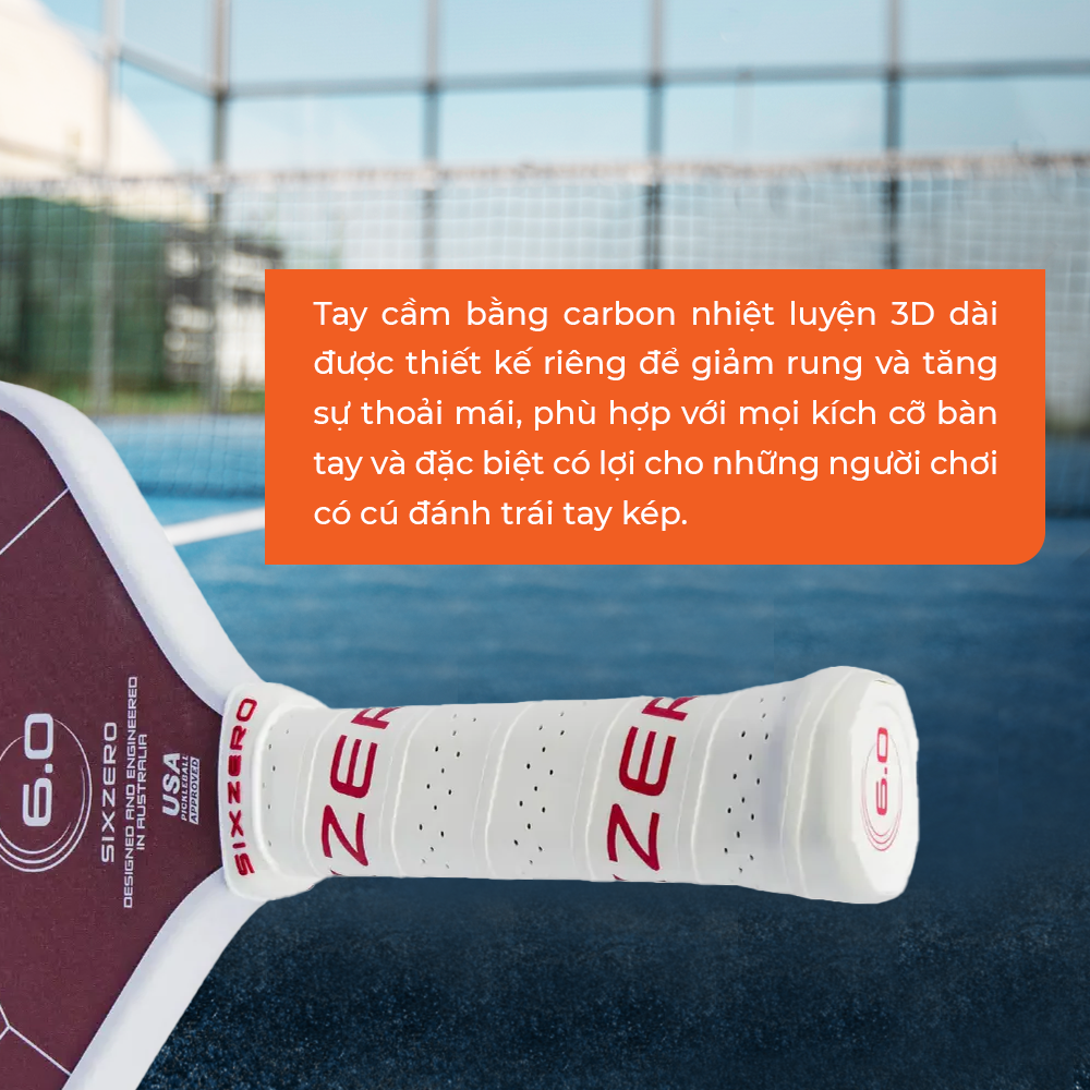 Vợt Pickleball Six Zero Ruby Cao Cấp 16mm - Toàn Diện - Kiểm Soát - Bền Bỉ - Tốc Độ - Xoáy Tuyệt Đỉnh - Nhẹ