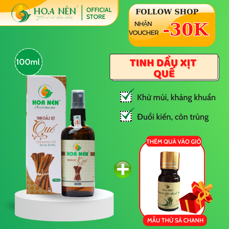 Chai xịt tinh dầu Quế Hoa Nén 100ml - Khử mùi, làm thơm, đuổi côn trùng